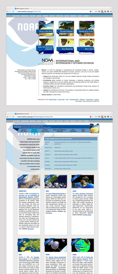 NOAA Satellite and Information Service International and Interagency Affairs Division website redesign