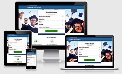 College scorecard responsive views, homepage