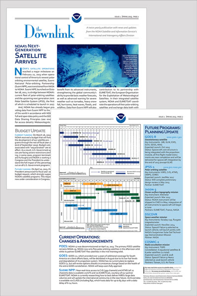 NOAA Satellite and Information Service International and Interagency Affairs Newsletter, "The Downlink"