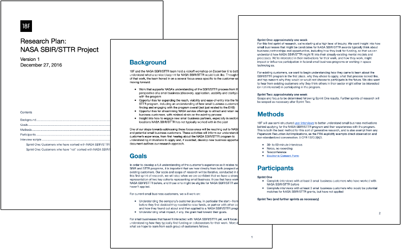 NASA SBIR research plan