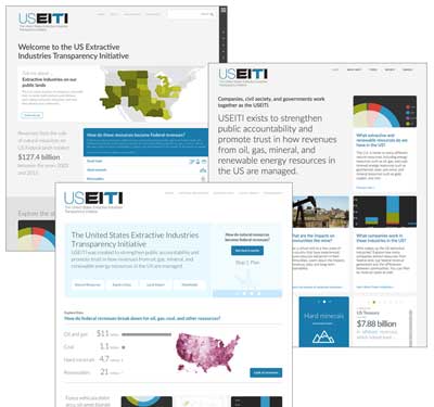 Images of some of the iterations the USEITI version one site went through as we tested
